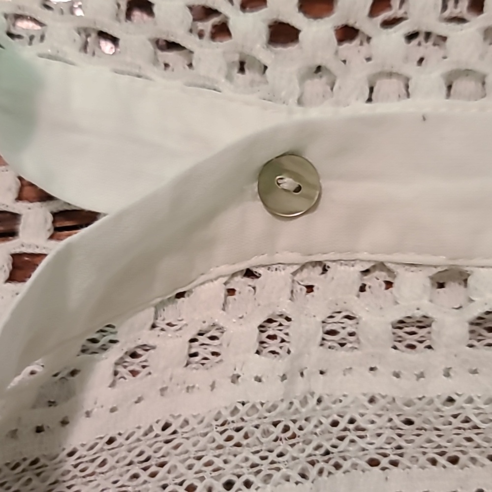Zara Cream Crochet Sleeveless Button-Up Blouse - Picture 2 of 6